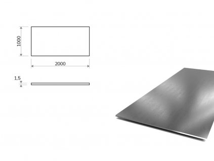 Nerezový plech (1.4301/7 - 2B) 1x2 m, tloušťka 1,5 mm_1