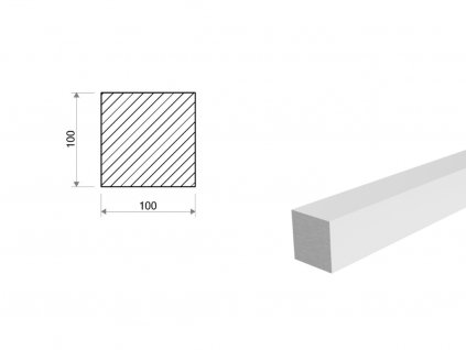 Hliníková tyč čtvercová 100x100 mm (EN 6082)