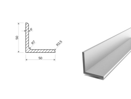 Hliníkový profil L 50x50x6 (EN 6060)