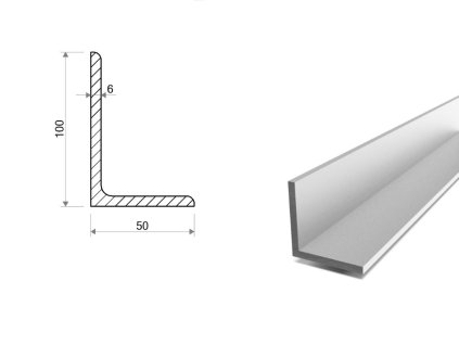 Hliníkový profil L 100x50x6 (EN 6060)