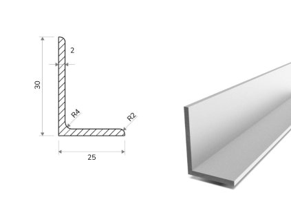 Hliníkový profil L 30x25x2 (EN 6060)