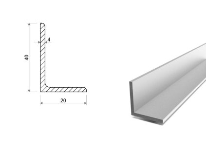 Hliníkový profil L 40x20x4 (EN 6060)