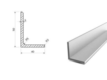 Hliníkový profil L 50x40x5 (EN 6060)