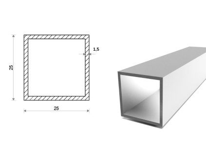 Hliníkový jekl 25x25x1,5 (EN 6060)