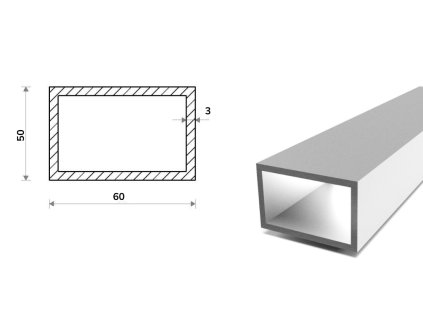 Hliníkový jekl 60x50x3 (EN 6060)