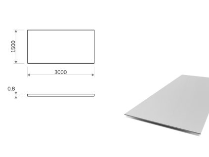 Pozinkovaný plech 1,5x3 m, tloušťka 0,8 mm