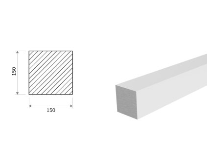 Hliníková tyč čtvercová 150x150 mm (EN 6082)