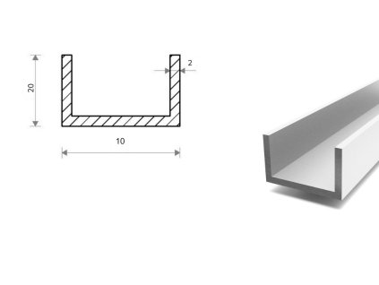 Hliníkový U profil 20x10x20x2