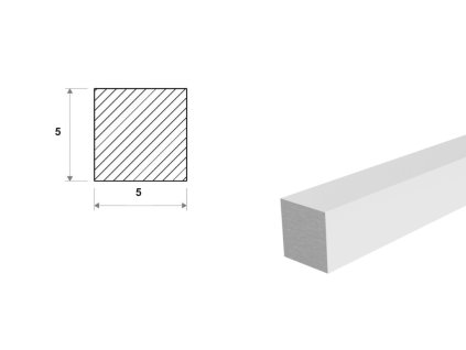 Hliníková tyč čtvercová 5x5 mm (EN 6060)