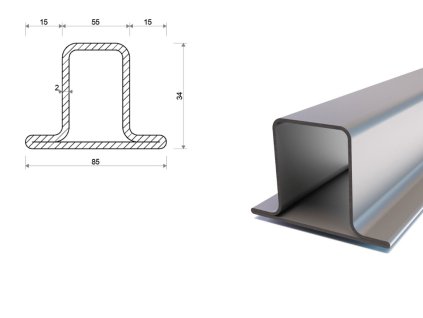Praporkový jekl T 85x34x55x2