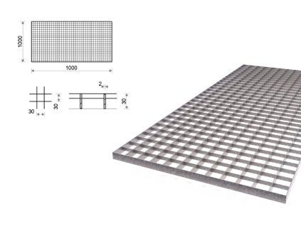 Pozinkovaný rošt lisovaný 1000x1000 mm, oko 30x30 mm