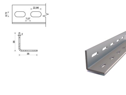 Děrovaný L profil 35x35x2