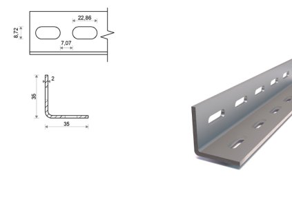 Děrovaný L profil pozinkovaný 35x35x2