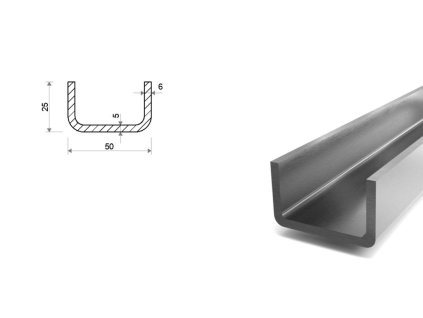 Nerezový U profil 25x50x25x5x6