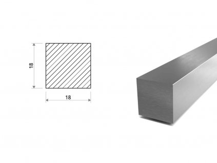 Nerezová čtvercová ocel tažená (1.4301/7) 18x18 mm
