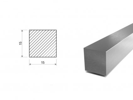 Nerezová čtvercová ocel (1.4301/7) 15x15 mm